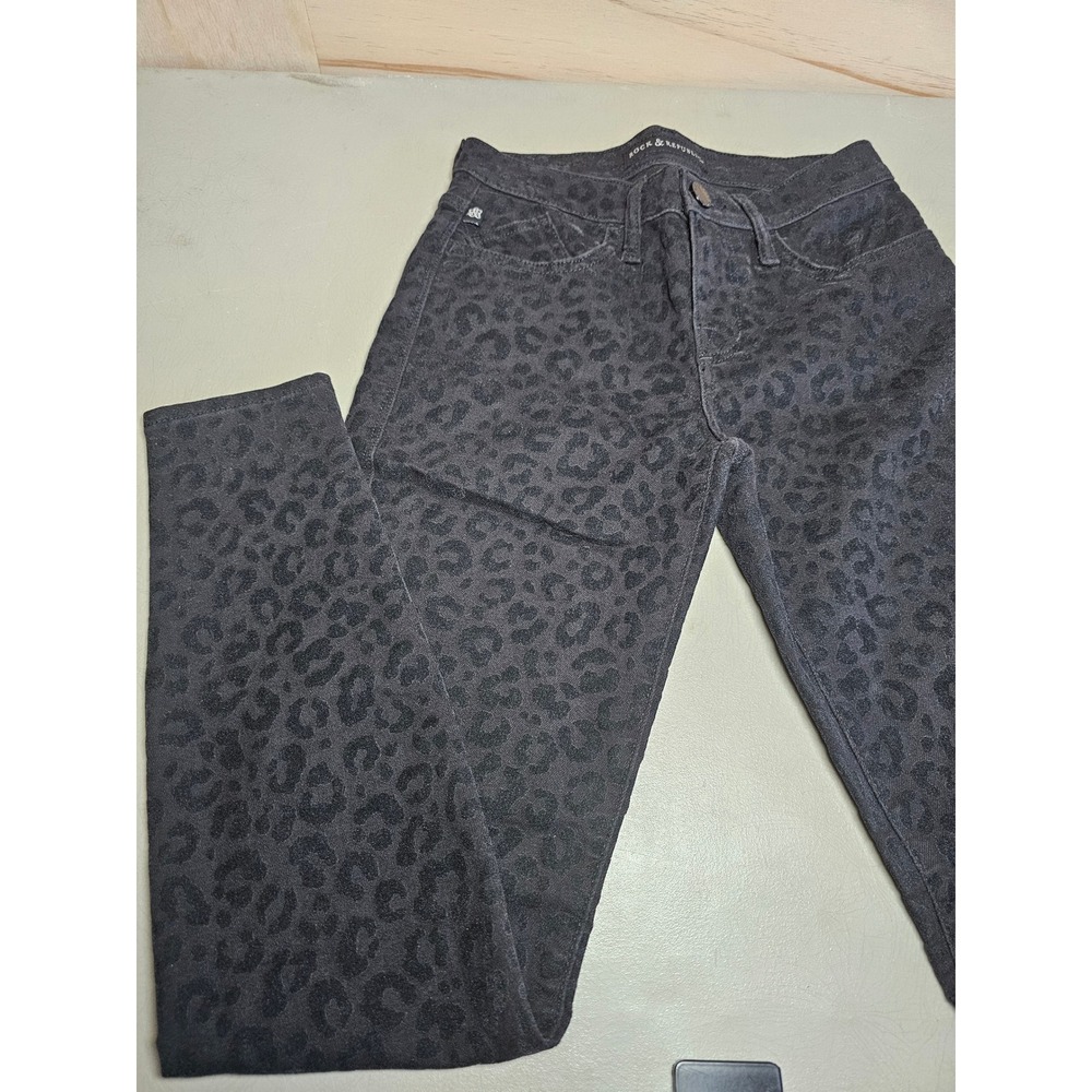 Rock & Republic Kashmiere Leopard Print Skinny‎ Jeans Grey Black Size 2M R010286 - Picture 4 of 14